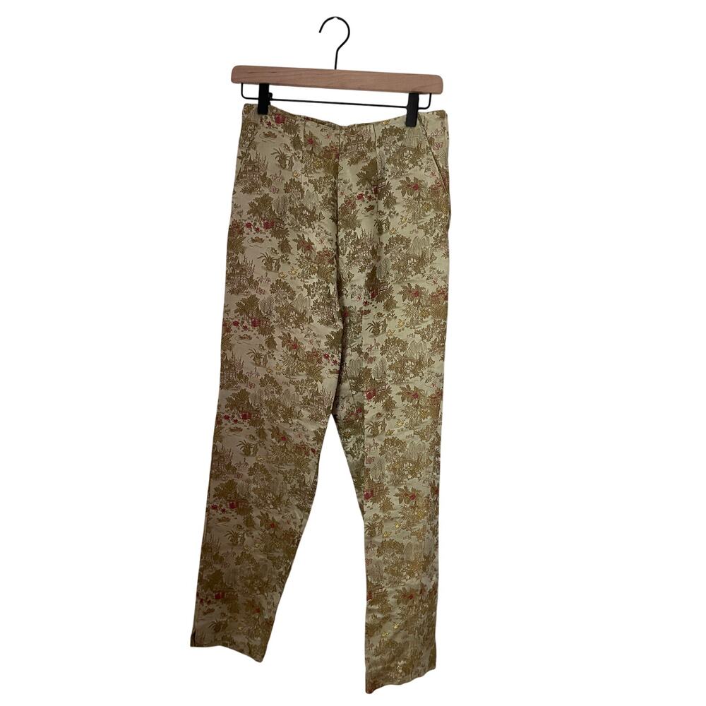Miu Miu Beige Floral Ankle Crop Trousers